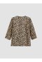 Alita City Farkıyla Lcw Everyday Brown Leopard V-Neck Three Quarter Sleeve Women's Blouse - 6