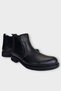 Men's Non-Slip Rubber Sole Elastic Zippered Genuine Leather Boots Black - 2