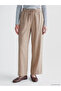 Xside Beige Elastic Waist Wide Leg Women's Trousers - 2