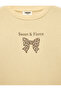 Long Sleeve Bowknot Printed Three-Thread Ribbed Crew Neck Sweatshirt - 3