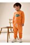 Boy's Printed Combed Cotton 3-Pocket Sweatshirt/Pants 2-Piece Set Orange