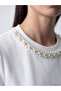Lcw Everyday White Crew Neck Beaded Embroidered Blouse - 3