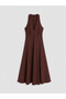 Lcw Vision Brown V-Neck Flared Dress - 4