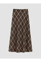 Alita City Lcw Grace Brown Polyviscon Diamond Patterned Midi Women's Skirt with a Difference - 5