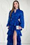 Sax Flounce Striped Layered Dress - 4