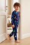 Hello Dino Patterned Long Sleeve Interlock Pajama Set for Boys
