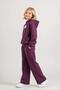 Girl's Lace Top Bonjour Lettering Detailed Hooded Sweatshirt Loose Fit Plum Tracksuit Set - 3