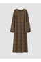 Lcw Grace Brown Crew Neck Patterned A-Line Dress - 5