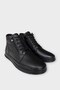 Men's Zippered Lace-Up Cold-Proof Genuine Leather Boots Black - 6
