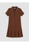 Alita City Lcw Kids Brown Polo Collar Pleated Girls' Dress with a Difference - 6