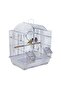 Premium White Decorative Bird Cage 30 x 26 x 39 cm with Arch Roof Play Ring Wooden Perch 2 External Feeders Removable Tray for Finches Canaries Budgies and Small Birds