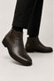 Men's Non-Slip Rubber Sole Pointed Toe Fancy Zippered Genuine Leather Boots Brown - 4