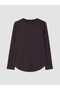 Two Mt Shop Quality Lcw Everyday Plum Combed Cotton Plain Standard & Regular Long Sleeve Women's T-Shirt - 5