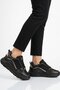 Black-Gold Mesh Lace-Up Thick Sole Women's Walking and Sports Shoes Sneaker 051 (Y) - 3