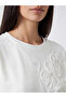 Lcw Everyday White Crew Neck Blouse with Floral Appliqué - 3