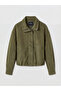 Xside Khaki Stand Collar Suede Look Women's Jacket - 8