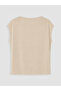 Alita City Lcw Curve Beige Plain Draped Collar Short Sleeve Women's Blouse with a Difference - 5