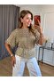 Women's Gold Lace Embroidered Belted Blouse