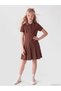 Alita City Lcw Kids Brown Polo Collar Pleated Girls' Dress with a Difference - 4