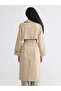 Xside Beige Jacket Collar Belted Women's Trench Coat - 6