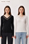 Pack of 2 Lace Transparent Viscose Blouses Lrn0063 Black Ecru