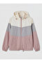 Pink Hooded Color Block Women's Raincoat - 4
