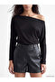 Xside Black Boat Neck Modal Blend Blouse - 3