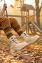 Beige Lace-Up Zippered Non-Slip Sole Unisex Children's Boots 24035 F