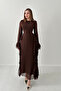 Brown Flounce Chiffon Dress
