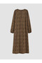 Lcw Grace Brown Crew Neck Patterned A-Line Dress - 6