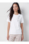 Alita City Farkıyla Lcw Everyday White Diver Fabric Embroidered Oval Neck Short Sleeve Women's Blouse