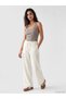 Trendlucky Women's Textured Trousers with Elastic Waist and Difference in Color