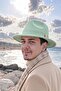 Men's Winter Stylish Mint Green Fedora Hat |   Wide Brim Felt Fedora with Belt Detail