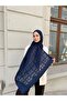C Pattern Burnt Shawl-Navy Blue - 2