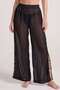 Women's Black Pompom Detailed Slit Pants Pareo - 2