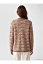 Lcw Grace Brown Crew Neck Plaid Patterned Women's Knitwear Cardigan - 4
