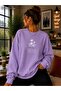 Women's Focus on the Good Written Floral Printed Round Crew Neck Casual Cotton Basic Sweatshirt