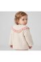 Baby Girl Plush Cardigan Zipper Closure Floral Detailed Soft Textured Winter Cardigan with Pockets - 2