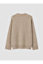 Xside Brown Crew Neck Oversized Women's Knitwear Sweater - 6