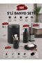 5-Piece Anthracite Gray Bathroom Set – 7 Liter Swivel Lid Trash Can, Silicone Wc Brush, Liquid S - 2