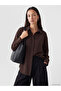 Lcw Everyday Brown Textured Oversize Women's Shirt