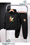 Capy Styles Printed Hooded Thick Cotton Inside Padding Tracksuit with Pockets Children's Top and Bottom Tracksuit Set