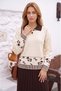 Flower Patterned Shirt Collar Sweater-Skirt Women's Knitwear Set - 3