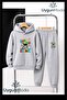 Game over School Printed Hooded Thick Cotton Inside Tracksuit with Pockets Children's Top and Bottom Tracksuit Set