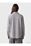 Lcw Modest Gray Asymmetrical High Collar Striped Women's Shirt - 5