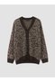 Alita City Lcw Modest Brown Knitwear Leopard Midi Women's Cardigan with a Difference - 5