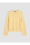 Alita City Lcw Modest Yellow Oval Neck Women's Knitwear Sweater with a Difference in Color - 5
