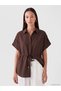 Alita City Lcw Everyday Brown Lace-Up Oversize Women's Shirt with a Difference