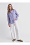Lcw vision blue striped Oversized poplin women's shirt - 2