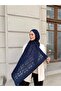 C Pattern Burnt Shawl-Navy Blue - 3